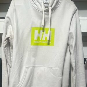 Helly Hansen White Hoodie with Neon Green Logo